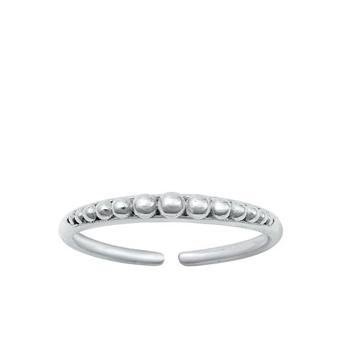 Adjustable Beads Toe Rings Genuine Sterling Silver 925 Face Height 2 mm
