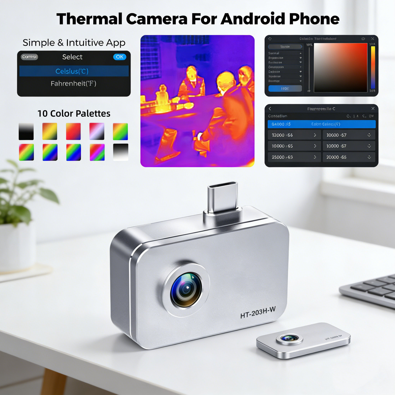 Thermal Camera for Android USB-C, 512x384 Super Resolution with Macro Lens