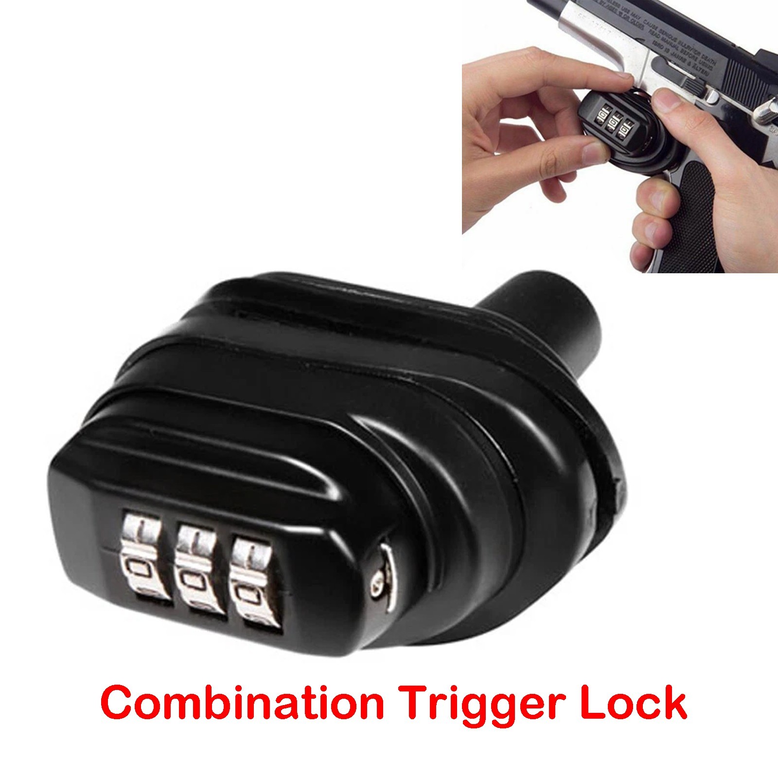 Combination 3 Digit Gun Trigger Lock for Universal Firearms Pistol Rifle Shotgun
