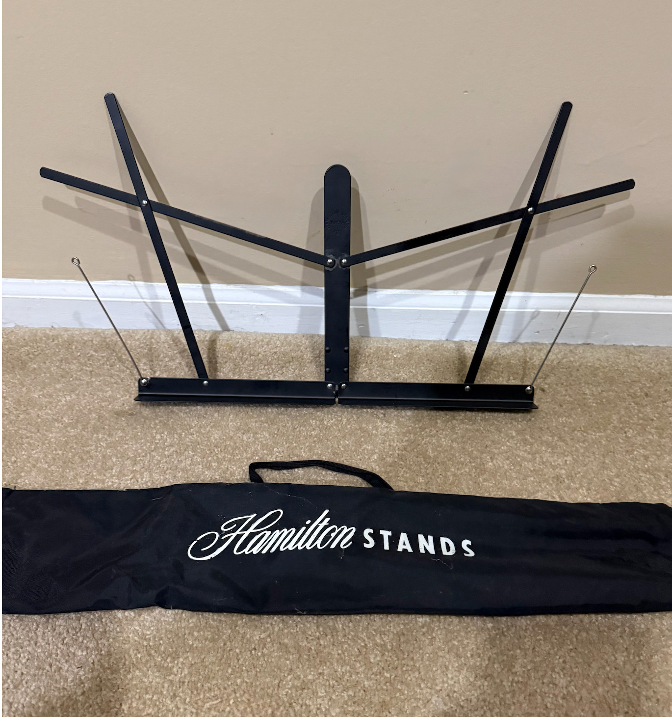 Hamilton Folding Music Stand Sheet Holder Portable Orchestra Band Carry Bag Blk