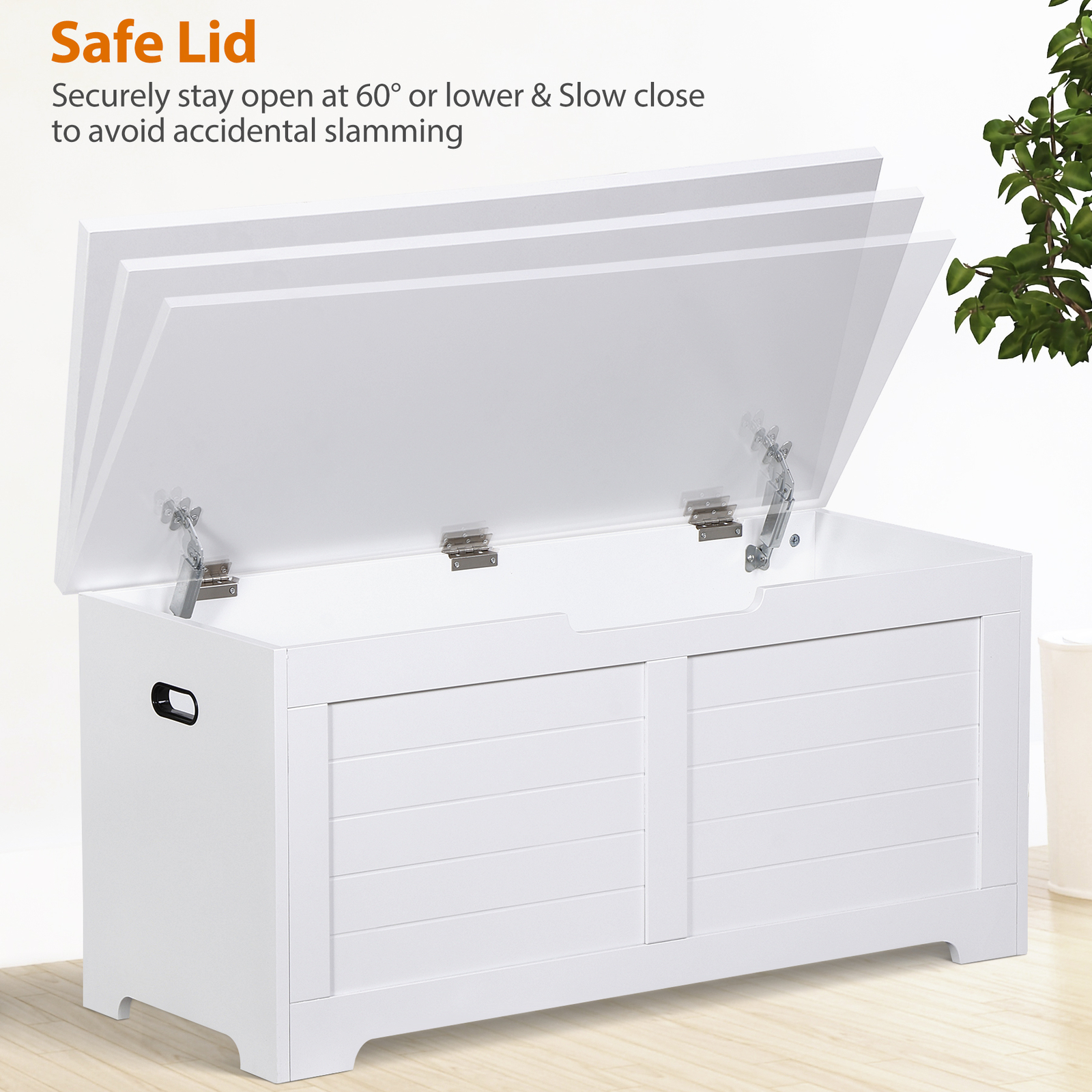 Storage Chest Storage Trunk with 2 Safety Hinges Storage Bench Shoe Bench White