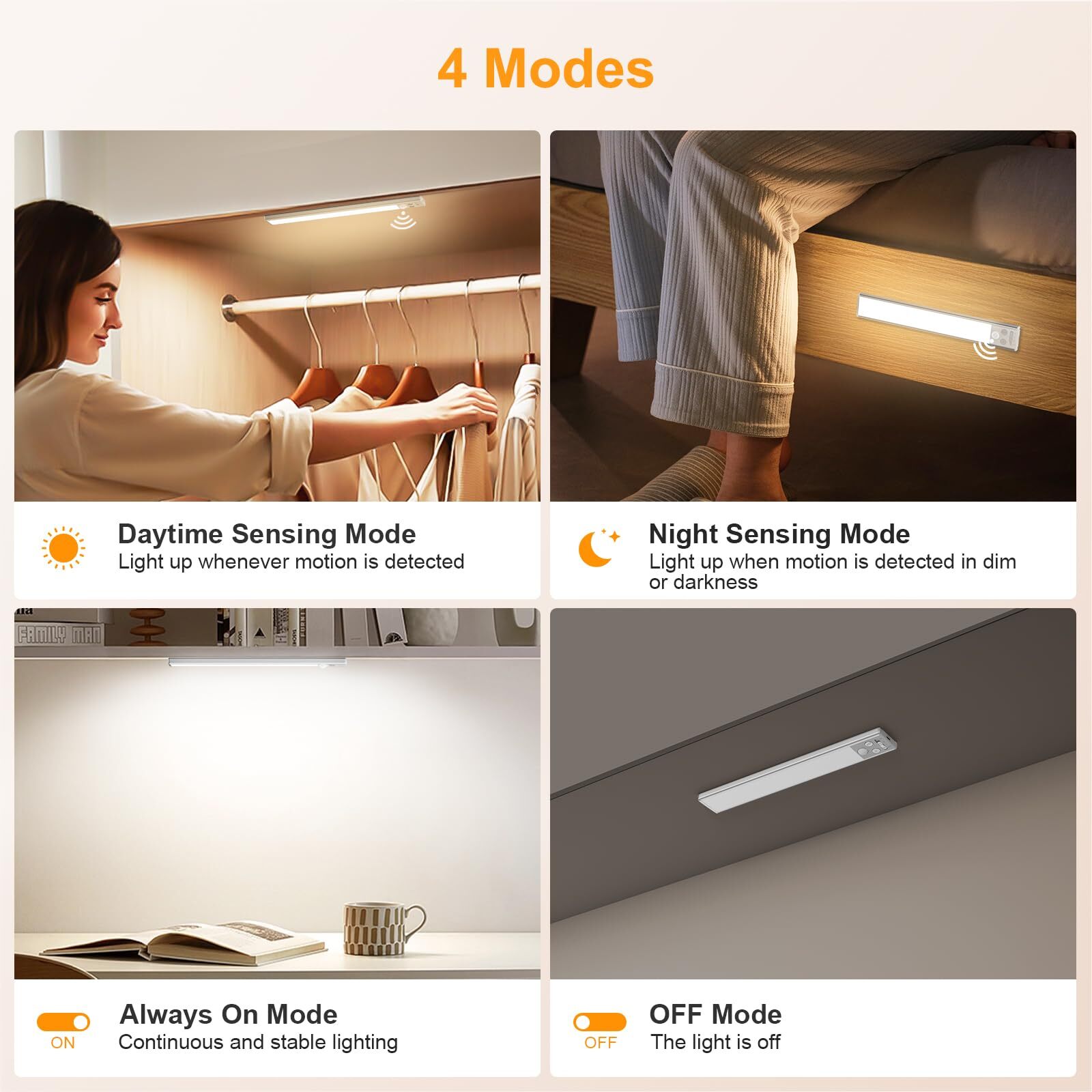 Under Cabinet Lighting 2 Pack-Motion Sensor,Rechargeable,84 LED Super Bright,3-C