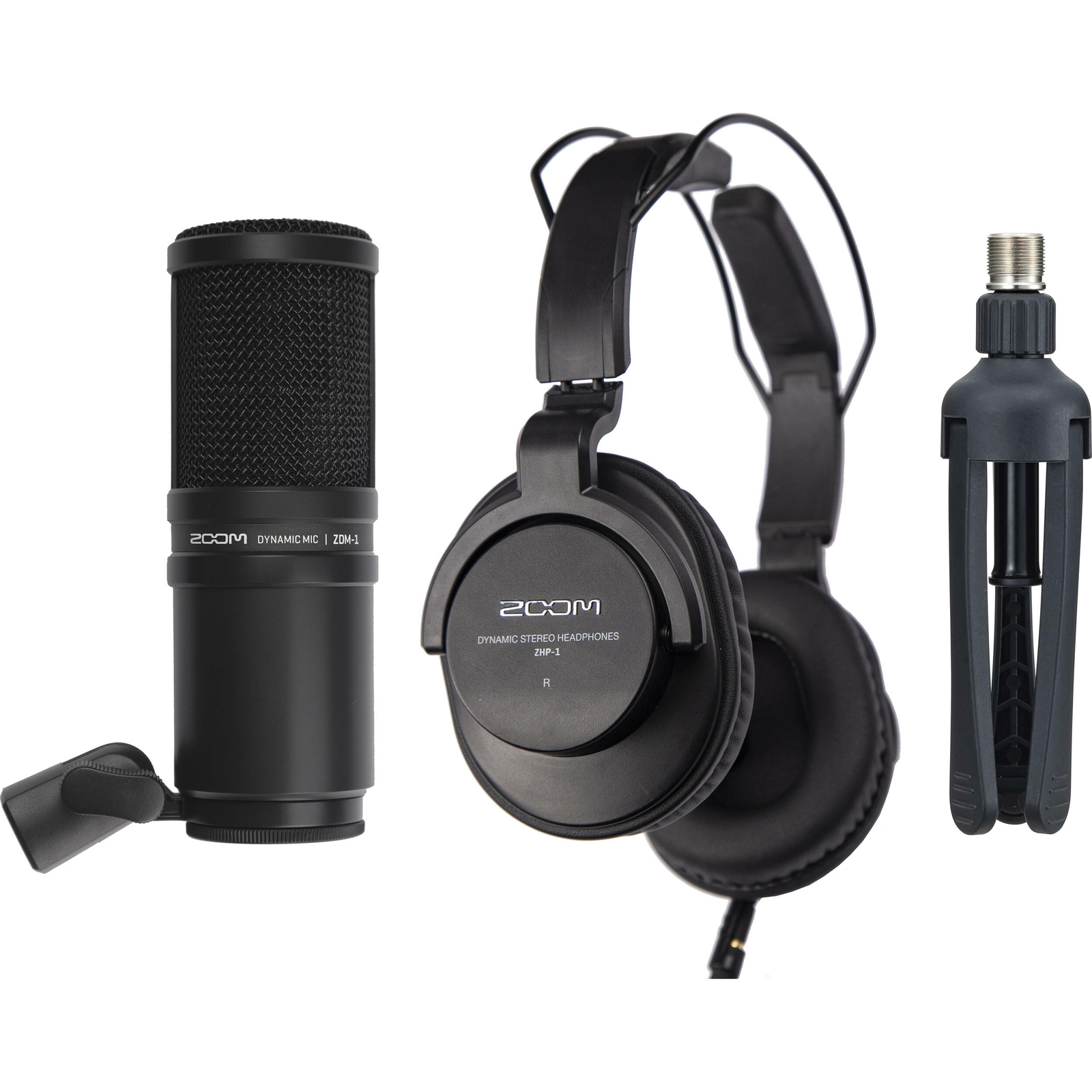 Zoom ZDM-1 Podcast Mic Pack with Headphones, Windscreen, XLR, and Tabletop Stan