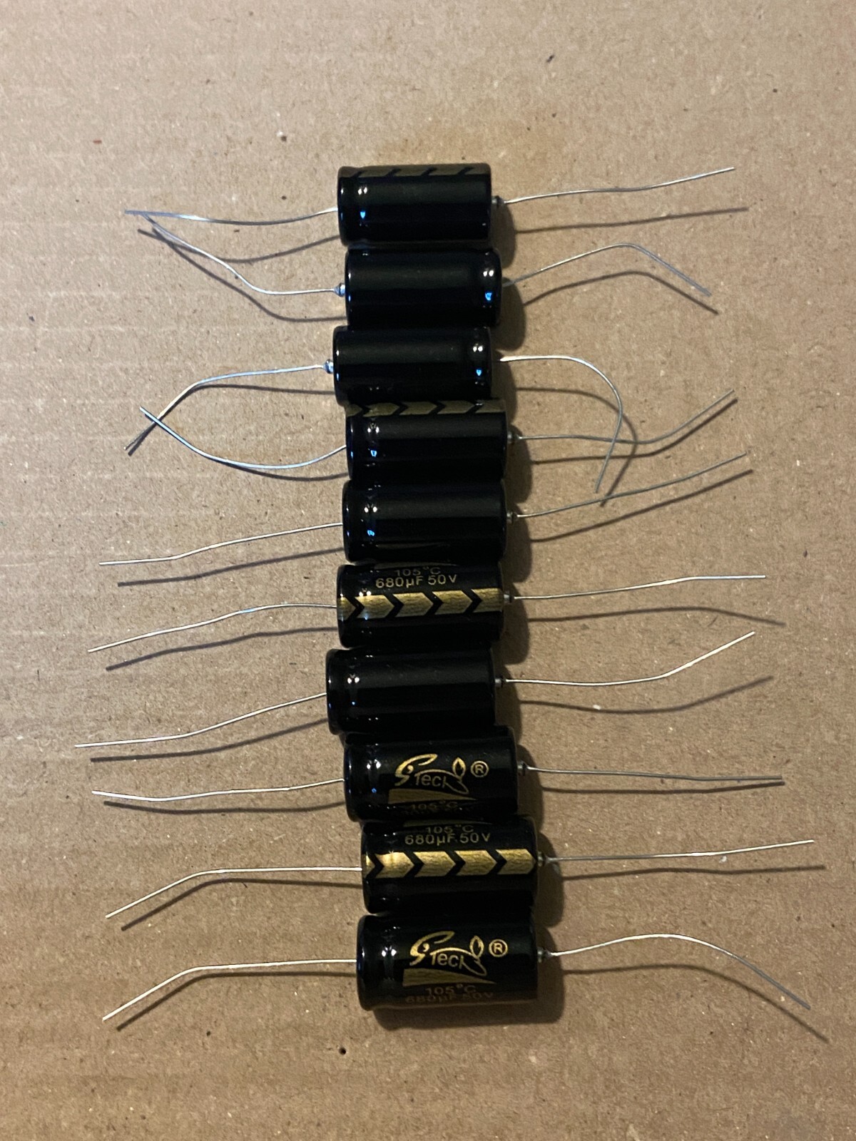 Axial Electrolytic Capacitor, 680uF, 50V - Lot of 10