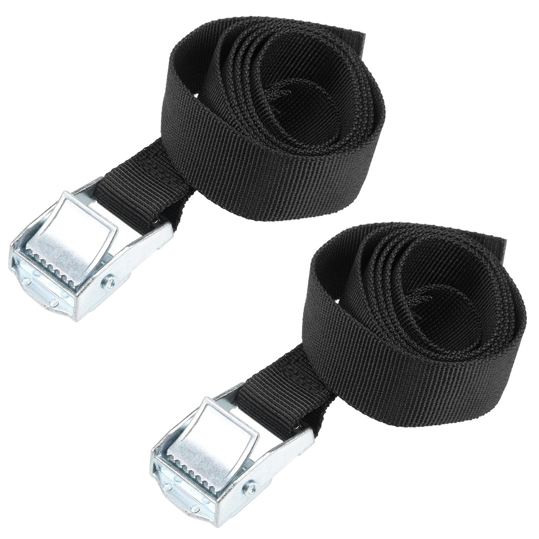 1Mx25mm Lashing Strap Cargo Tie Down Cam Lock Buckle Up to 80Kg, Black, 2Pcs