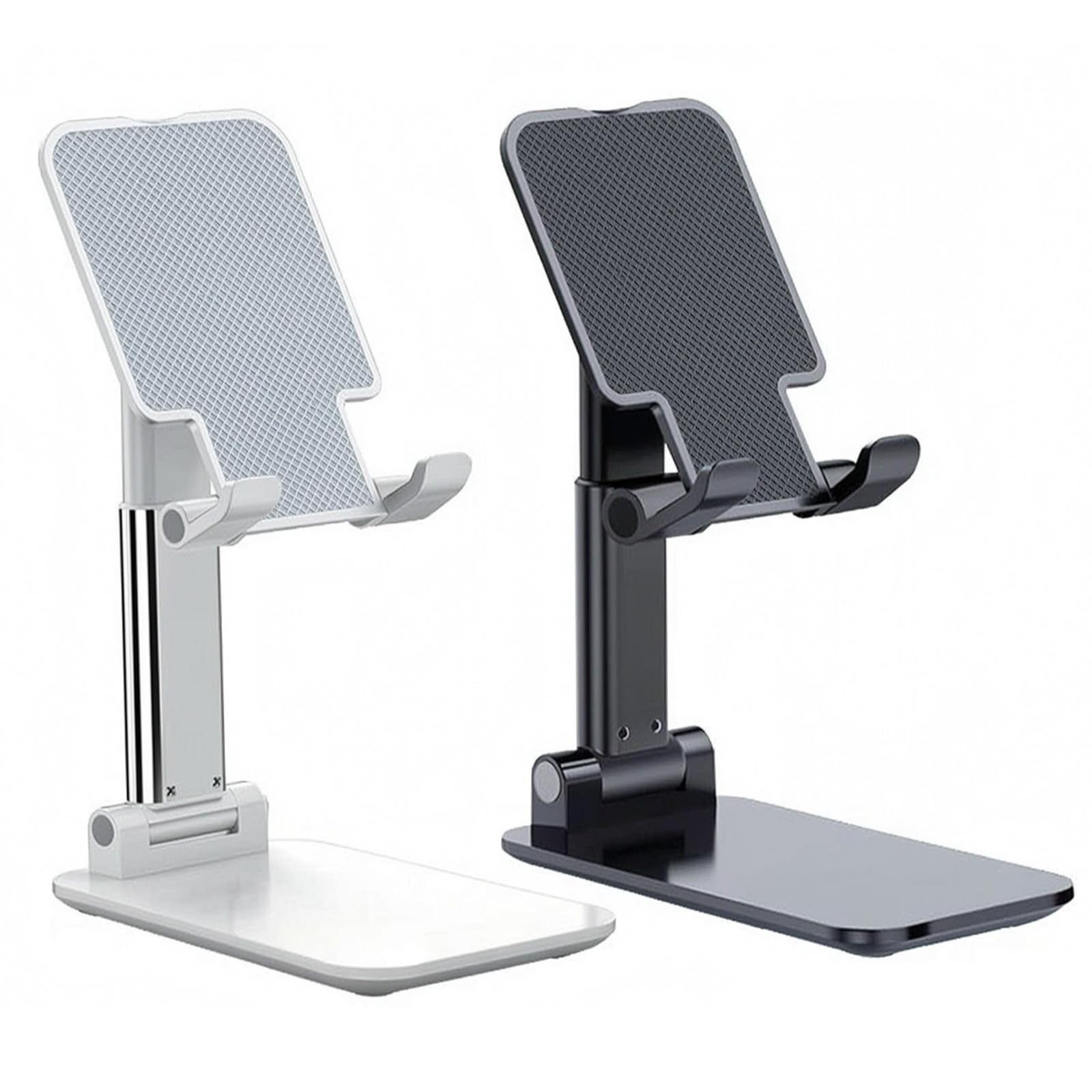 Meetuo 2 Pcs Cell Phone Stand, Adjustable Foldable & Portable, Black+White