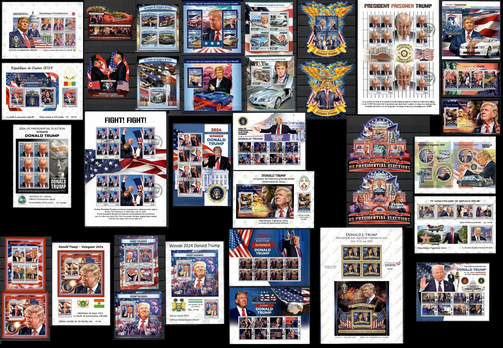 President Donald TRUMP collection 35 sheets from 11 countries  #CNA316