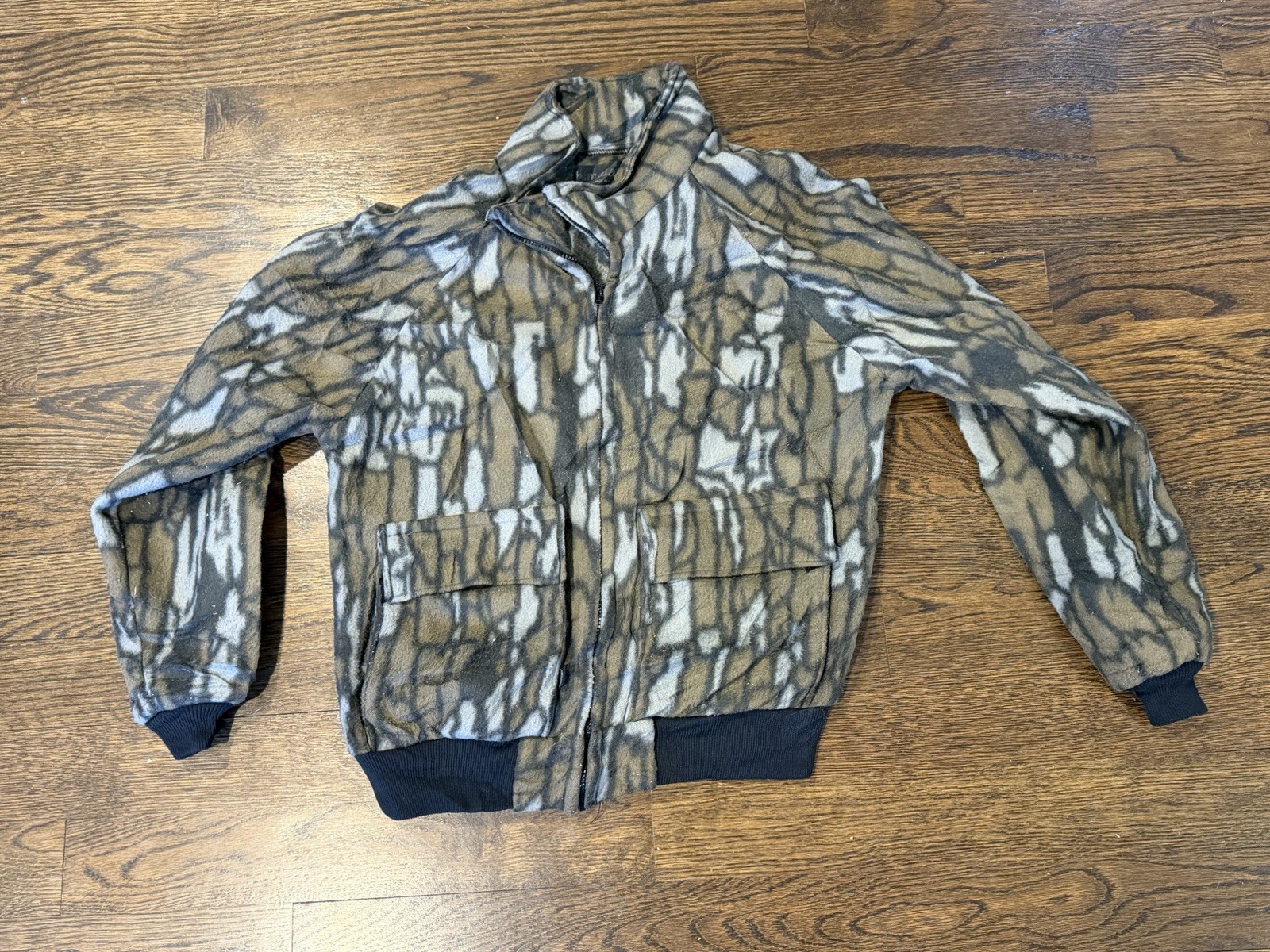 Himalayan Duck Camo Hunting Fleece Jacket Sz L Full Zip Bomber Coat