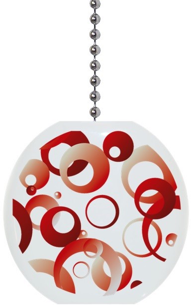 Red Retro Circles Pattern Solid CERAMIC Ceiling Fan Light Lamp Pull