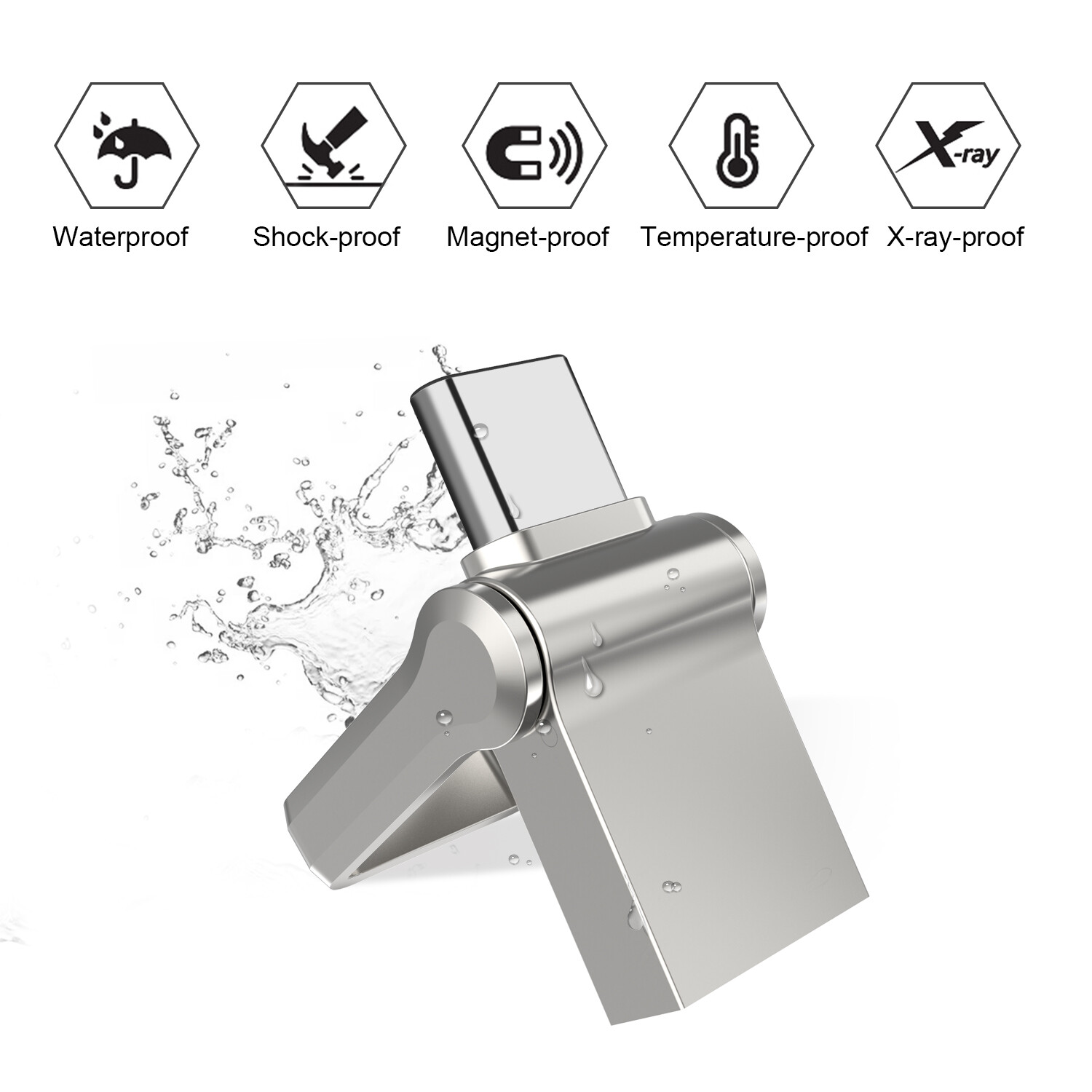 32GB 64GB 128GB Type-C Dual OTG USB 3.0 Flash Drive Waterproof Mini Memory Stick
