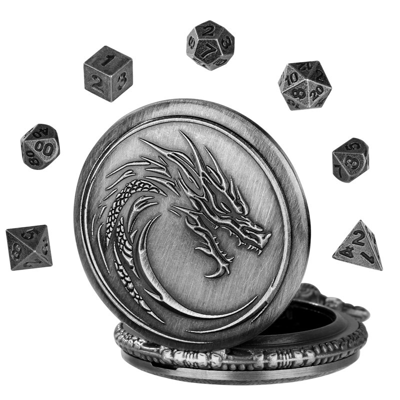 7Pcs/set Metal Polyhedral Dice RPG RPG M Role Playing Game with Pocket Case