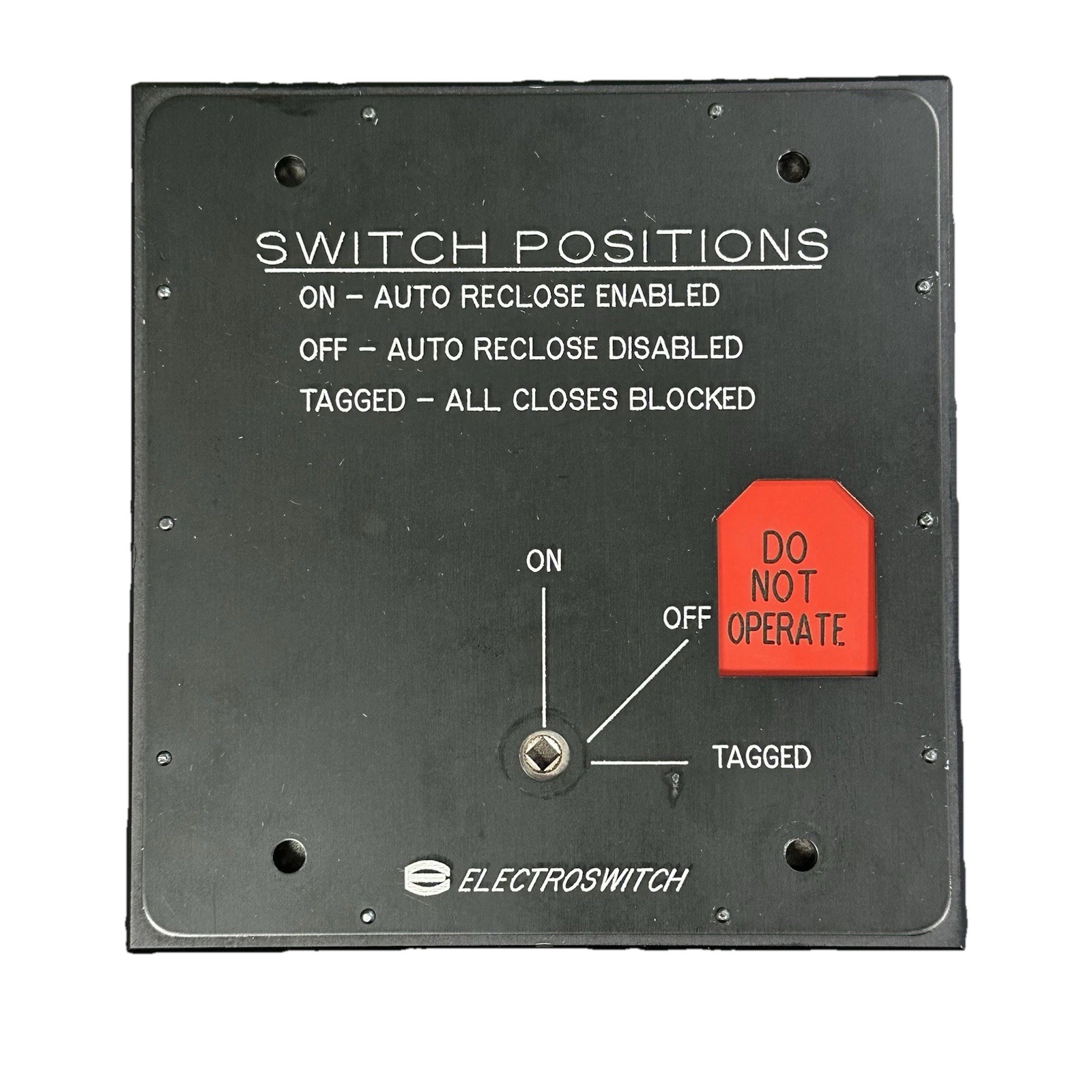 ElectroSwitch Rotary Switch ON/OFF/TAGGED Aluminum Plate Cover 5.375" X 5.625"