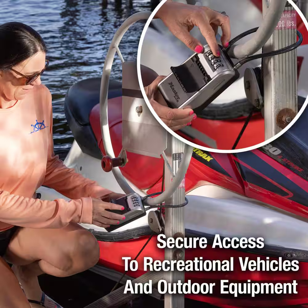 Large Outdoor Lock Box with Combination Dial and Removable Cable