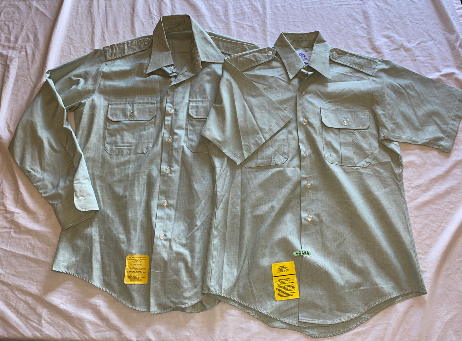 DSCP Green Garrison Short Sleeve & Long Sleeve Lot of 2 Shirts SZ 15.5 33 & 15