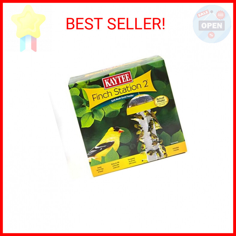 Kaytee Wild Bird Finch Station 2 Soft Mesh Sock Feeder, Includes, Yellow, 4 Sock