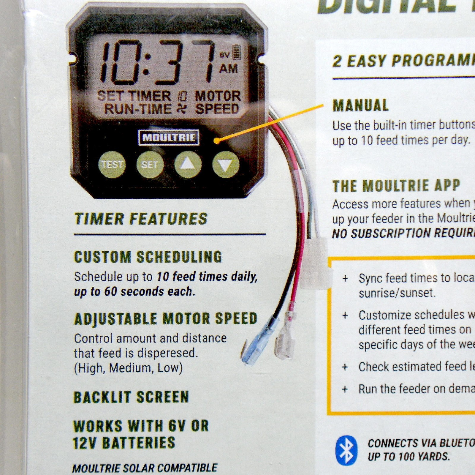 MOULTRIE UNIVERSAL DIGITAL TIMER III 6 / 12 VOLT DEER FEEDER TIMER APP or Manual