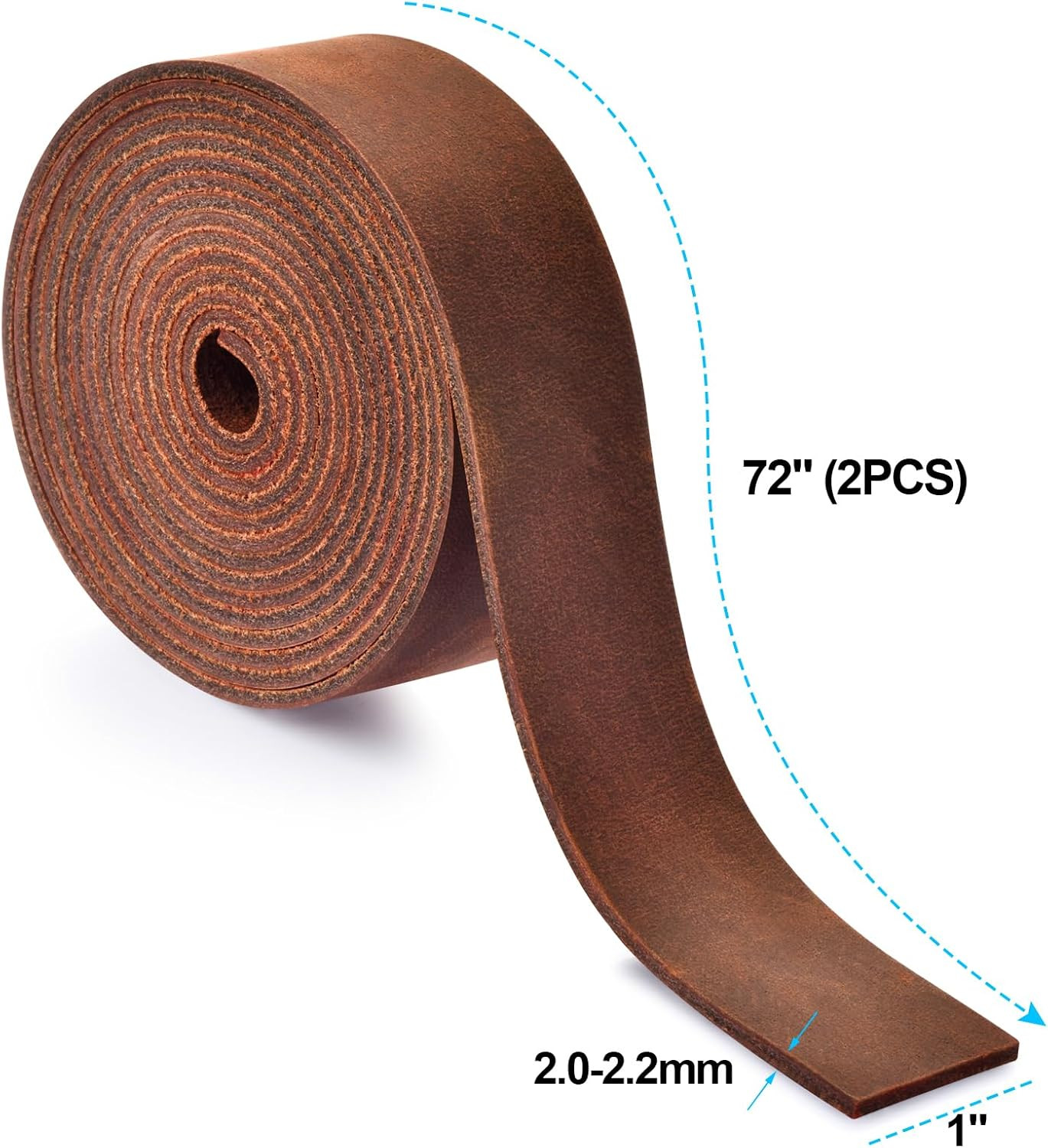 Leather Strap 1 Inches Wide Flat Leather Straps for Crafts, Full Grain Oil Tan L