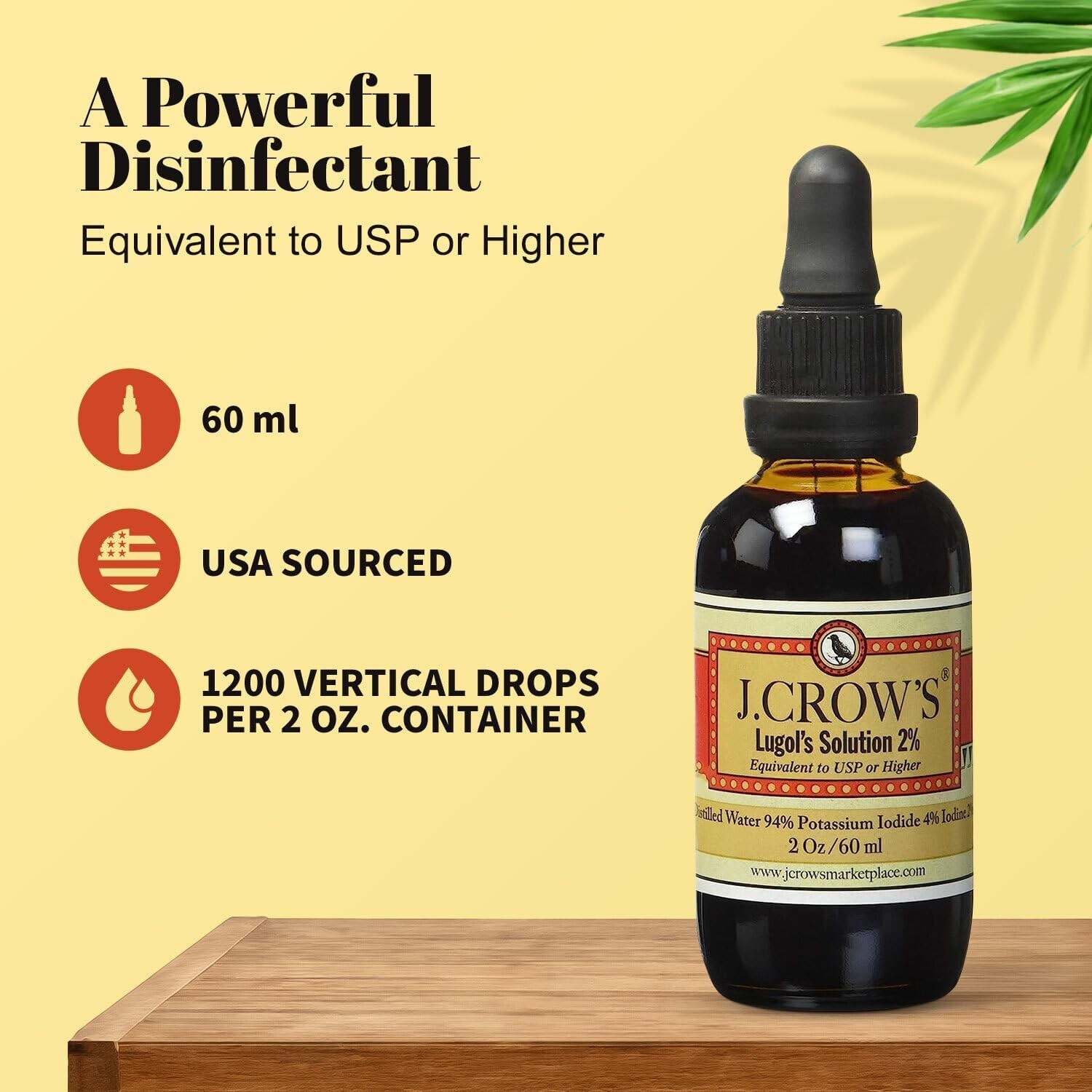 J.CROW'S® Lugol's Solution of Iodine 2% 2 Oz Six Pack (6 Bottles)