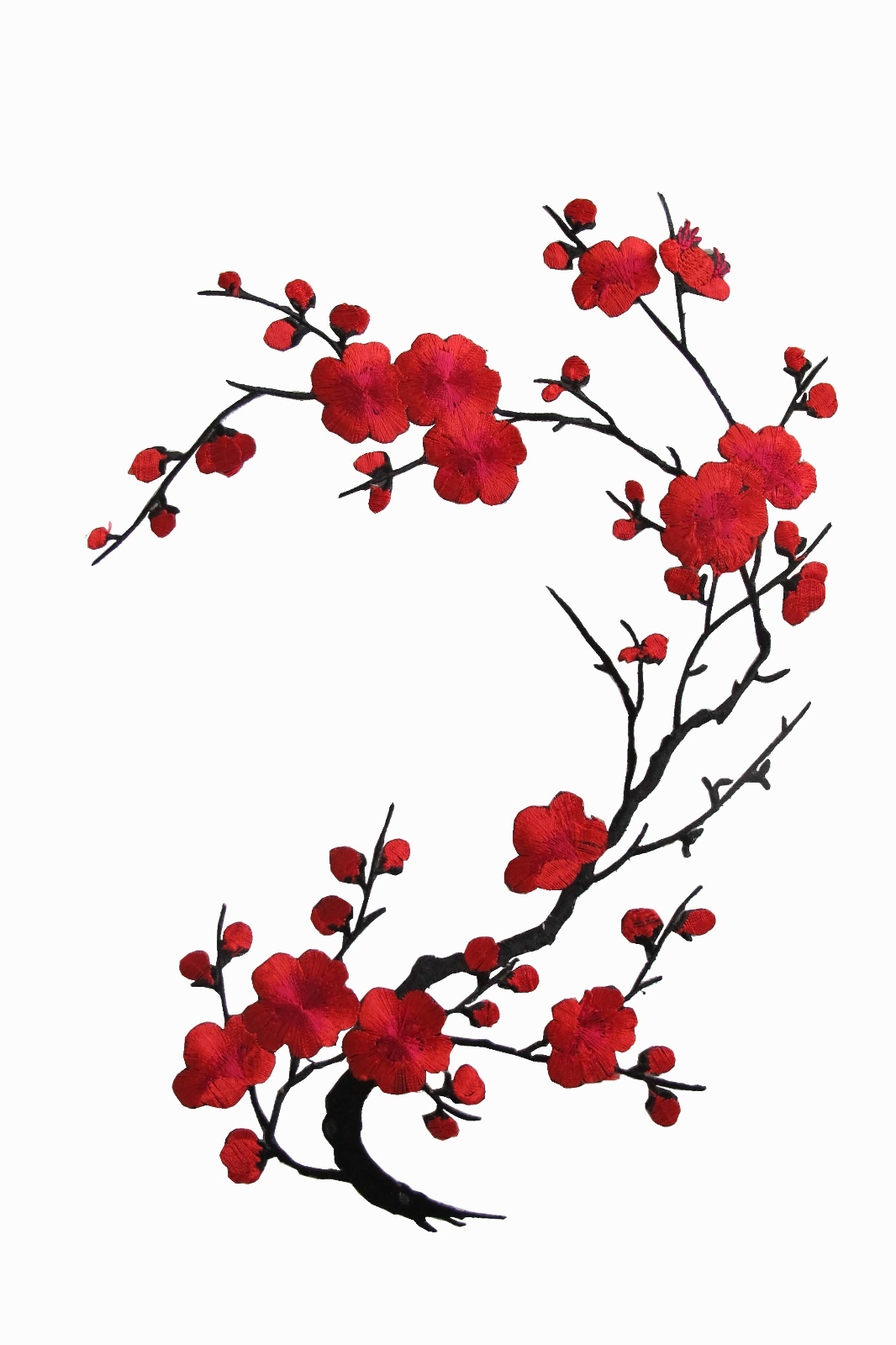 #6767A 10 5/8"  Quince, Sakura Cherry Flower Embroidery Iron On Applique Patch