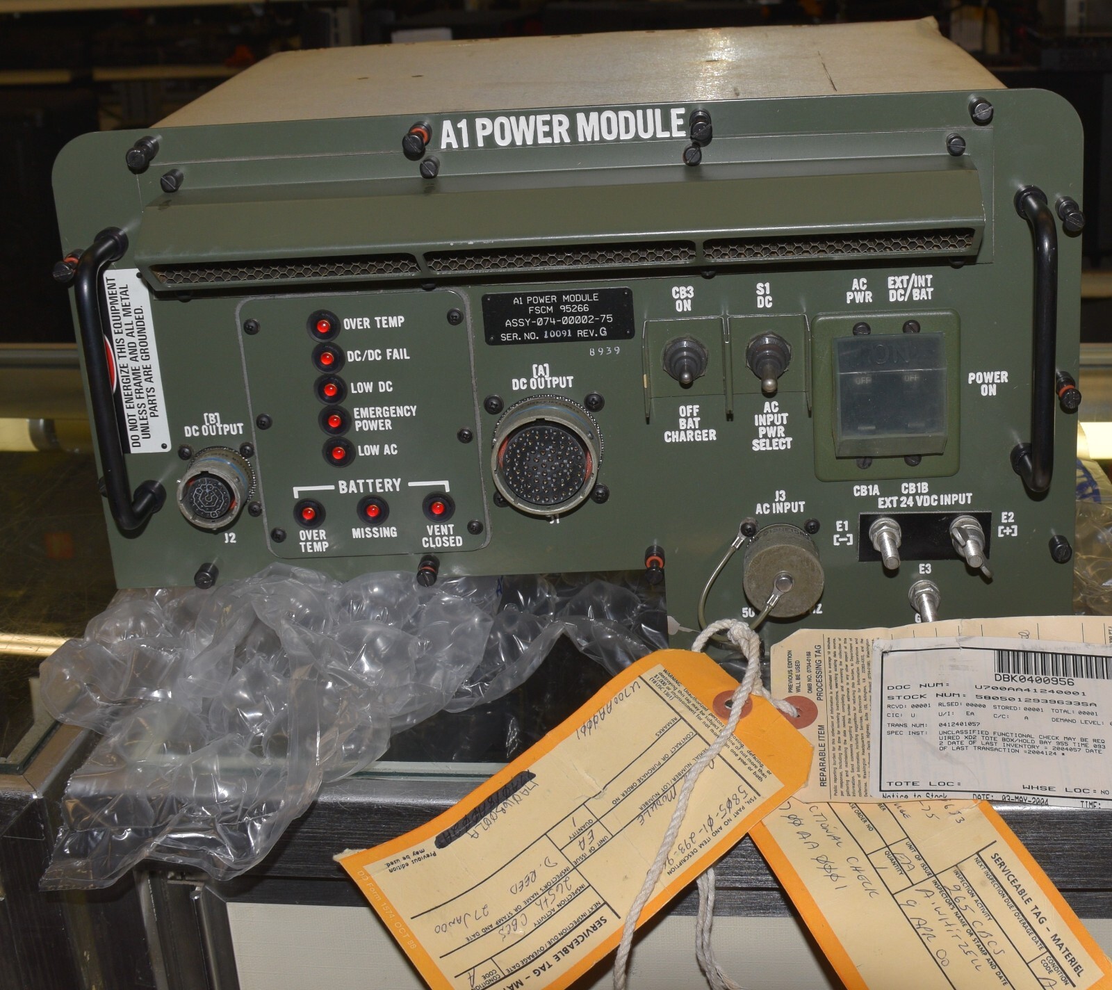 SB-3865 MILITARY SWITCHBOARD 074-00002-75 OECO POWER MODULE 5805-01-293-9633