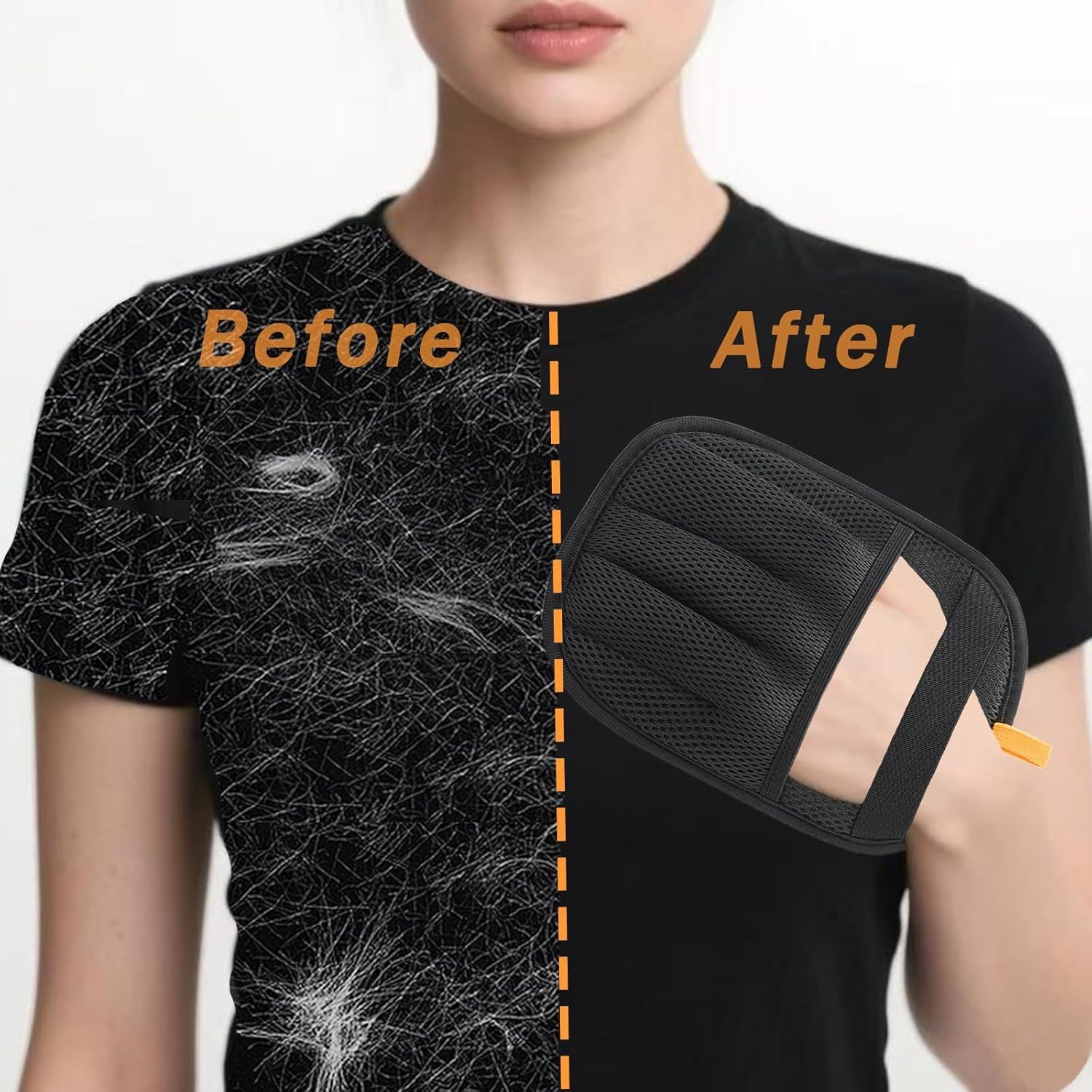 Five-Finger Electrostatic Pet Hair Remover Glove for Effortless Cleanups - Black
