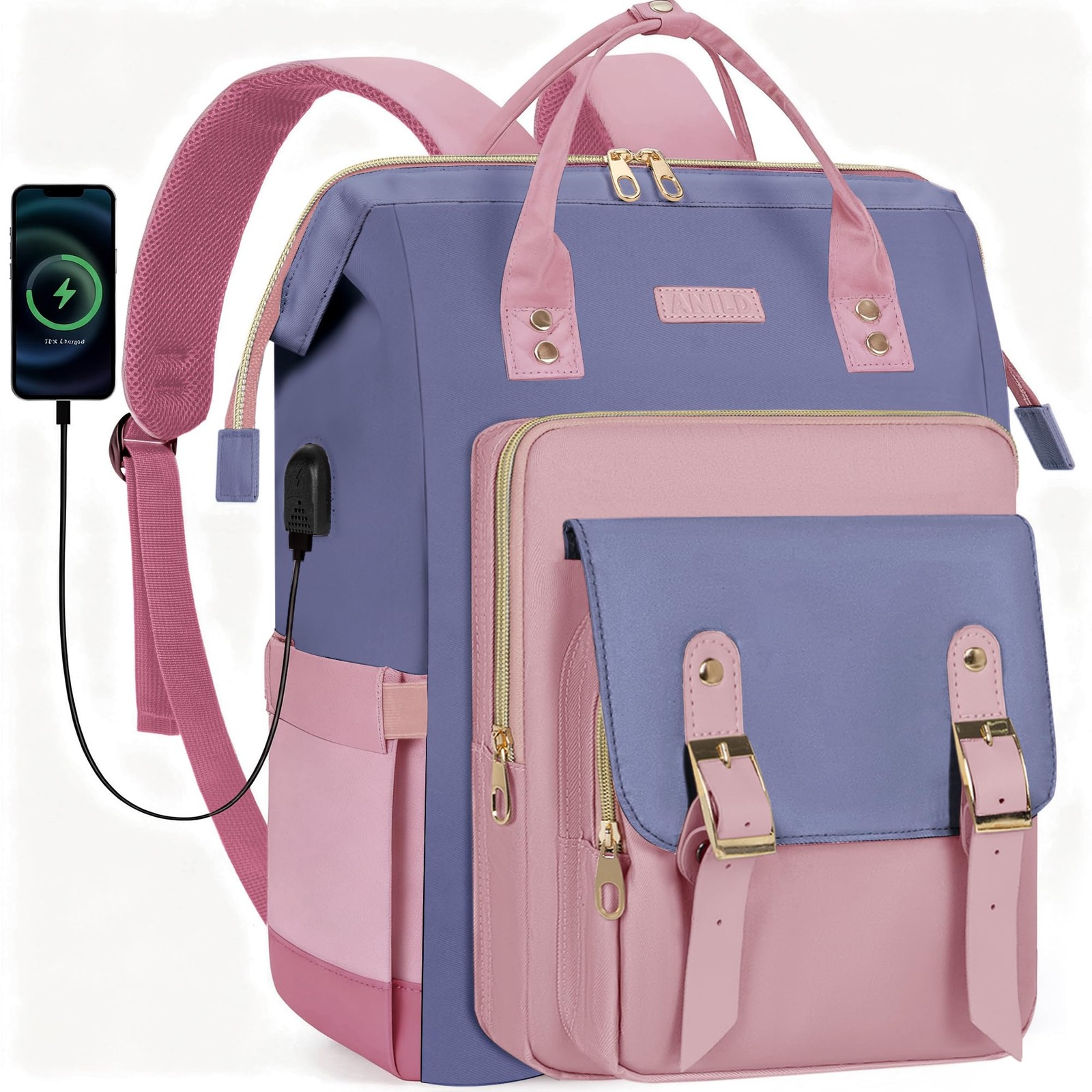 ANILD Travel Laptop Backpack for Women Bag, 15.6 Inch Work Backpack with USB