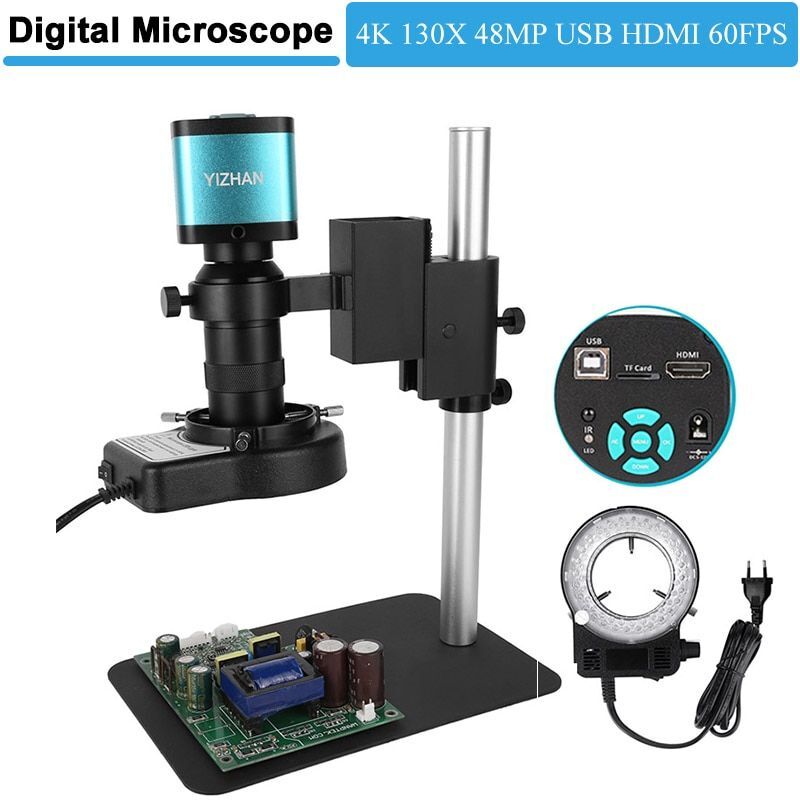Digital Microscope Set 130X C Mount 4K 48MP HDMI USB 60FPS Industrial Camera New