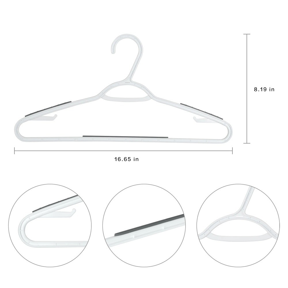 (2 pack)Plastic Non Slip Clothing Hangers, 30 Count, White