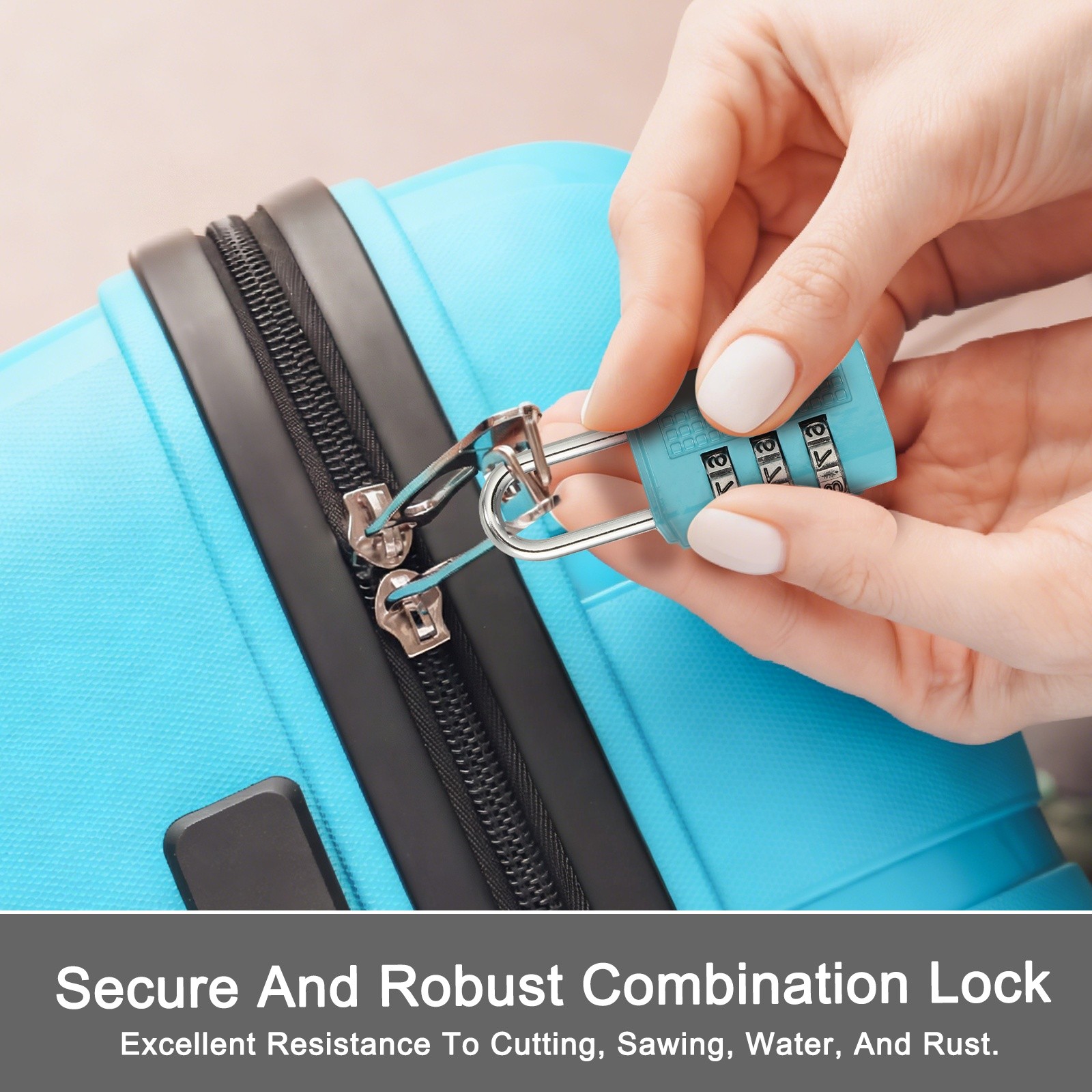 Combination Padlock (Small, Blue)(2 Pcs), 3-Digit Shackle Code Locks