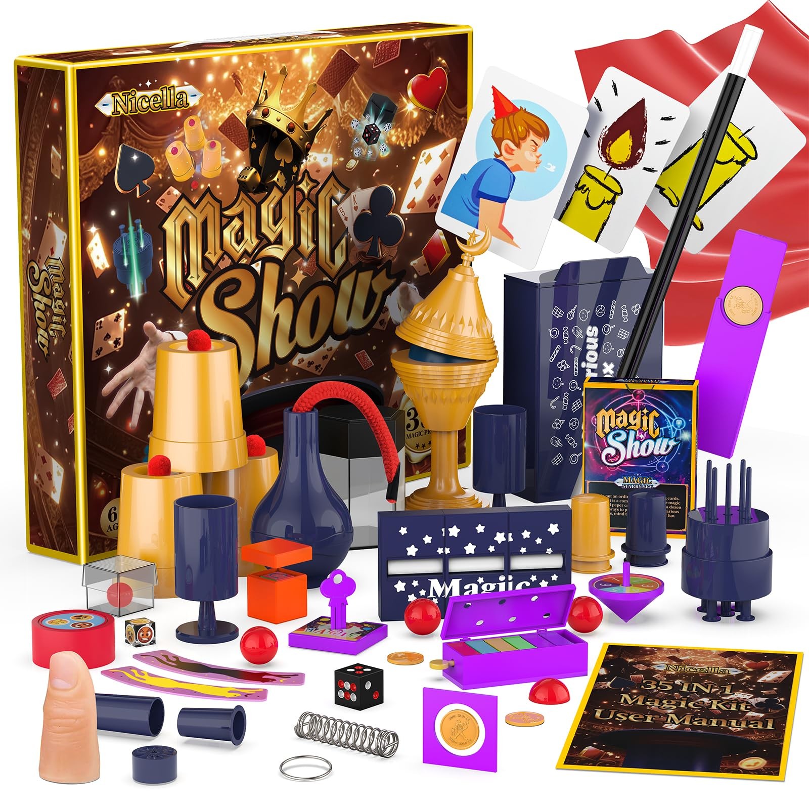 Magic Kit - 300+ Tricks for Kids Age 6-8 8-10 10-12, Gold