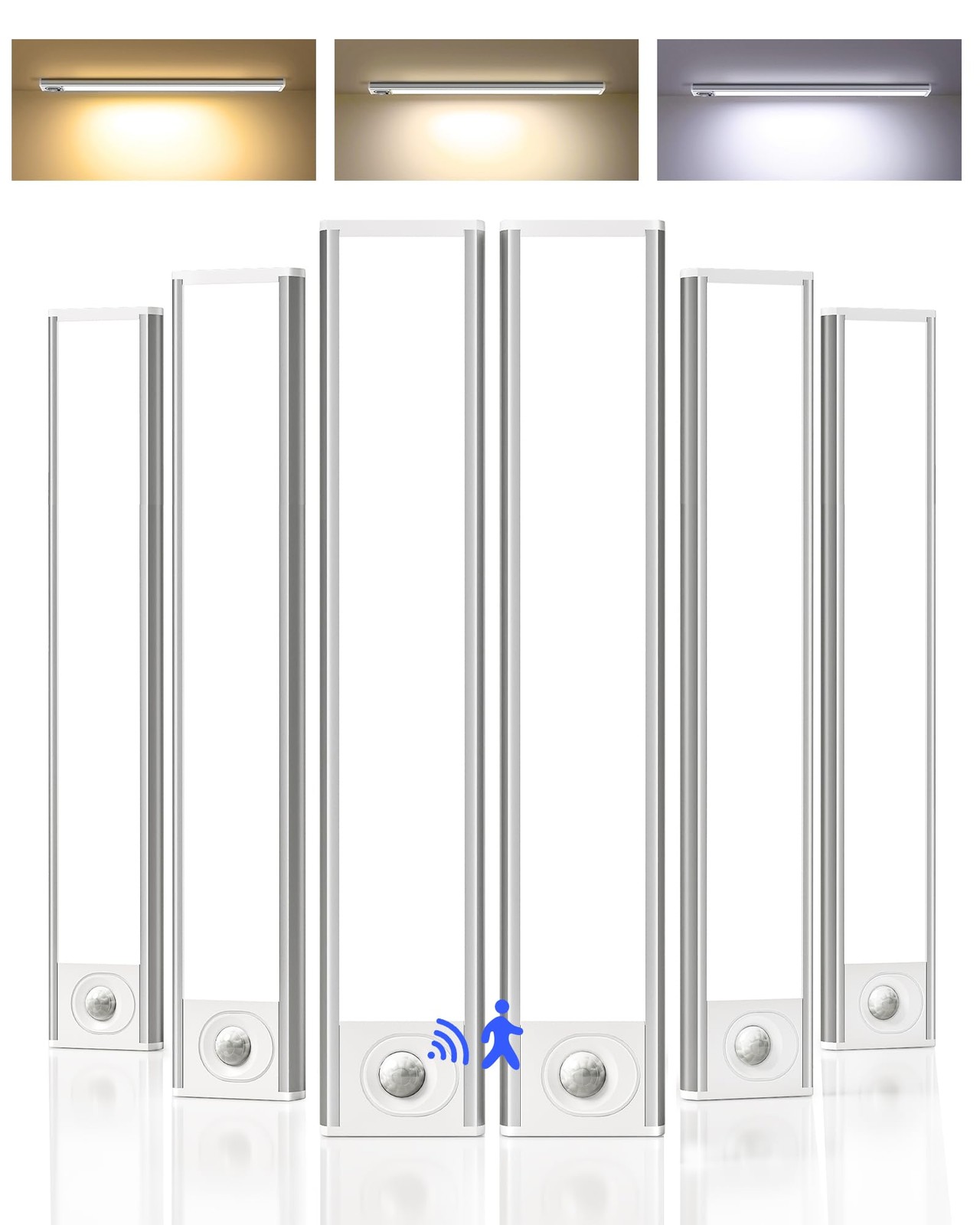 6-Pack Under Cabinet Lighting Wireless, LED Motion Sensor Light Indoor, Recha...