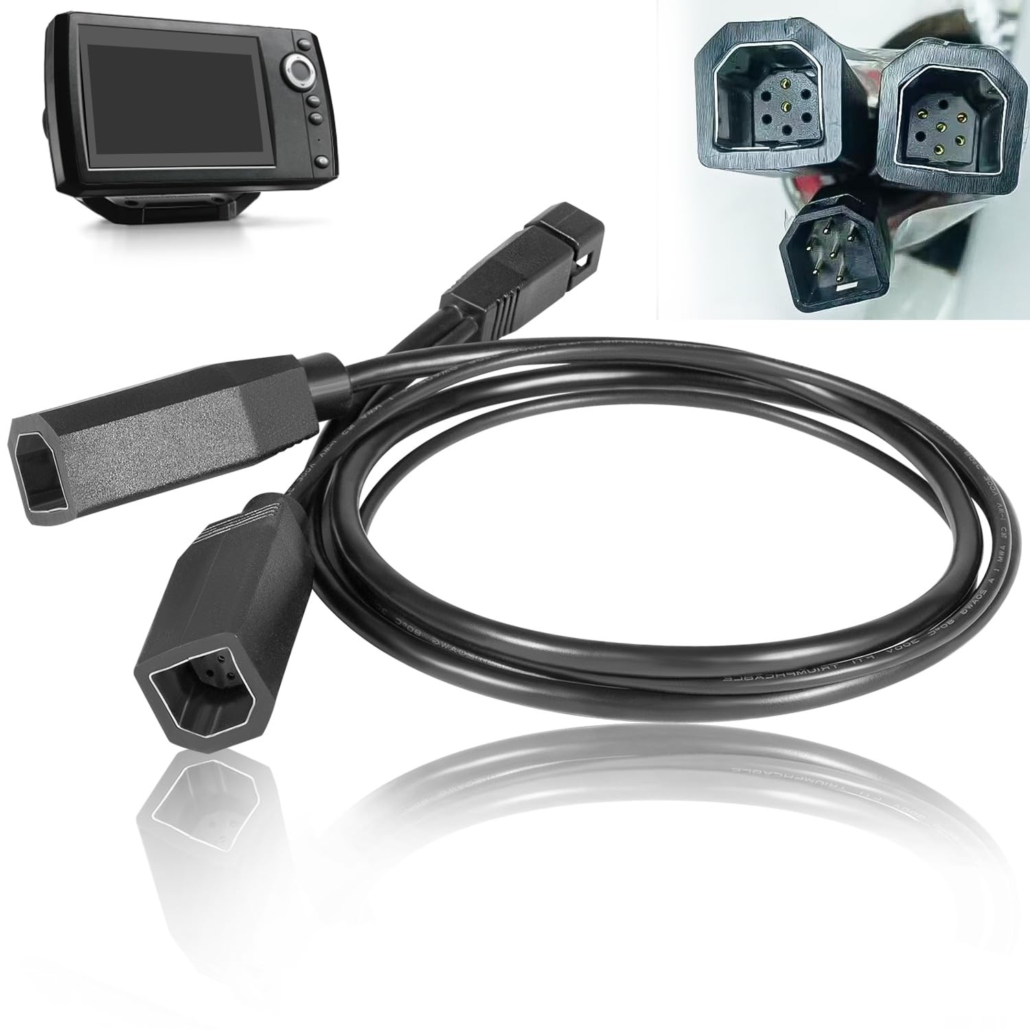 9Pin Helix Side Imaging Dual Beam Transducer YSplitter Cable Humminbird