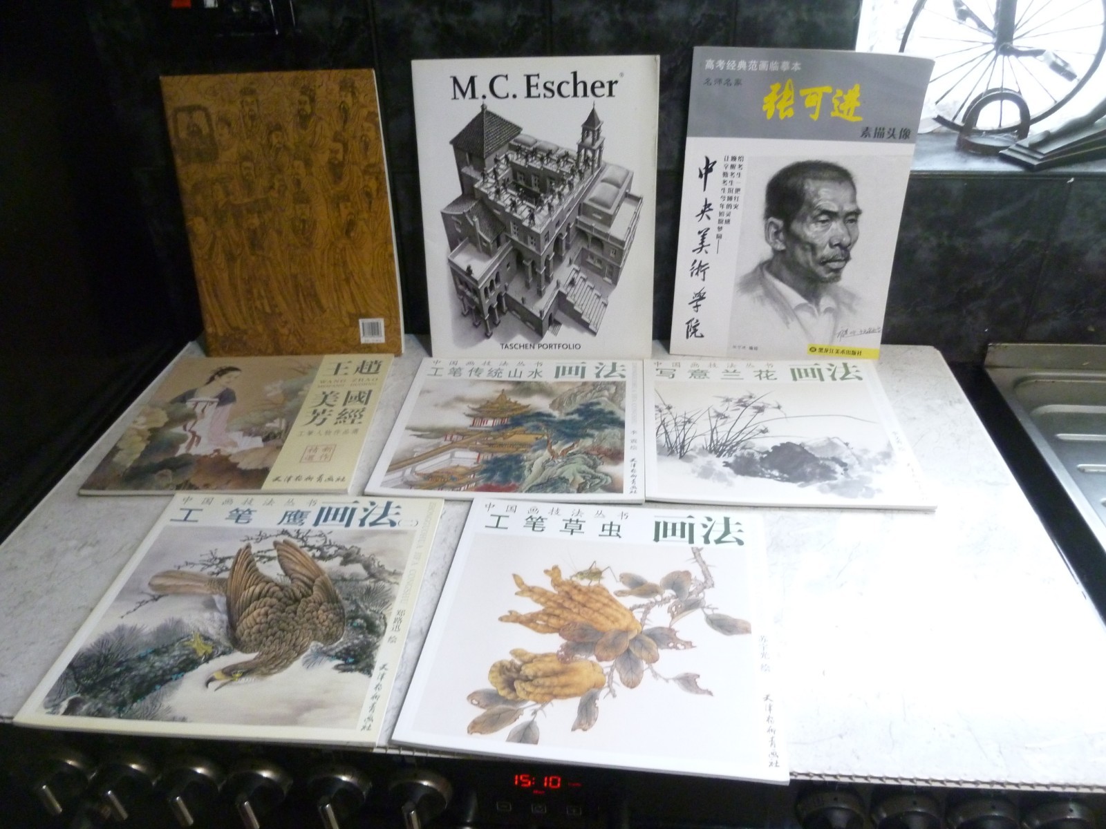 MIXED JAPANESE ARTISTS PORTFOLIO PAPERBACK BOOKS IN JAPANESE + M.C.ECHER BOOK VG