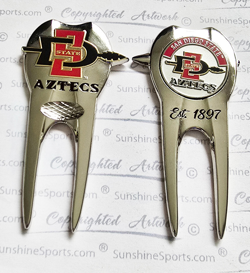 San Diego State Golf Divot Tool, NEW,  2x magnetic ball markers,  FREE key chain