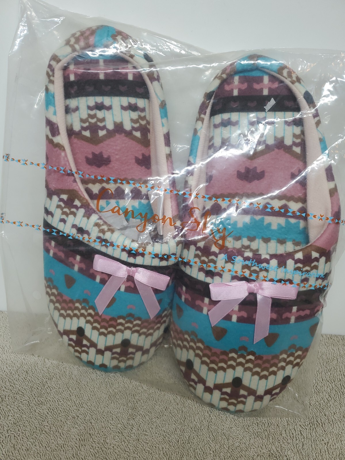 Canyon Sky Women's Aztec Pattern Soft & Comfy Slippers, Large (8-9)