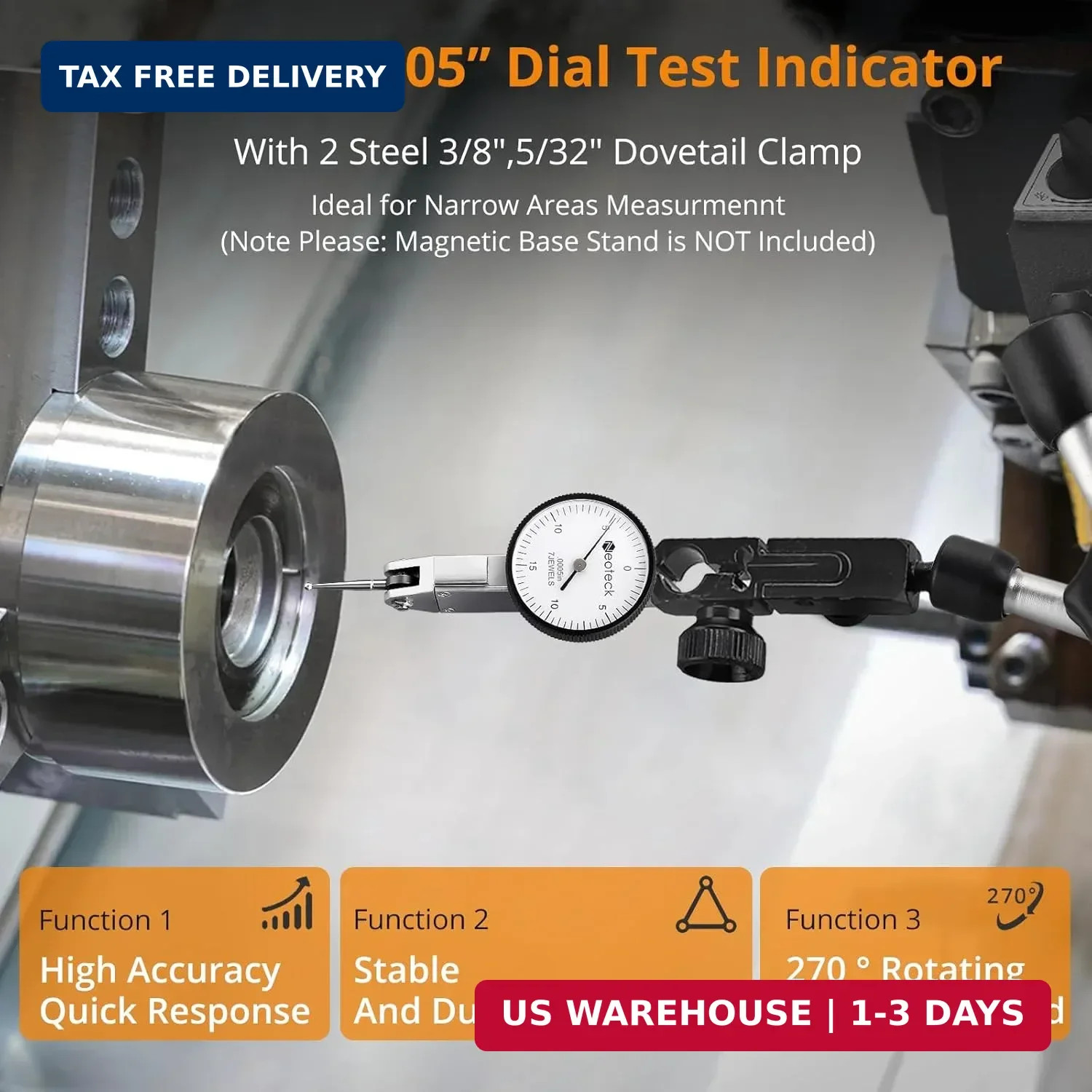 Dial Test Indicator with Storage Case, 0-0.03"/0.0005" Test Indicator wi