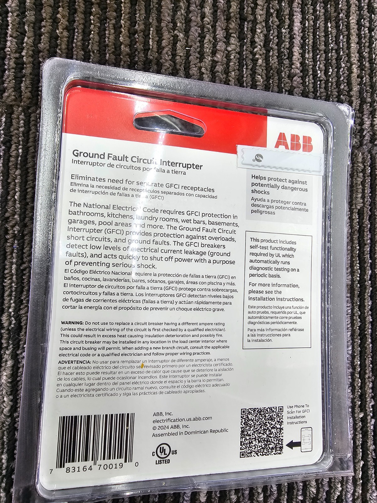 ABB THQ1130PGFTA 30 Amp 1-Pole Ground Fault Plug-On Circuit Breaker Self-Test