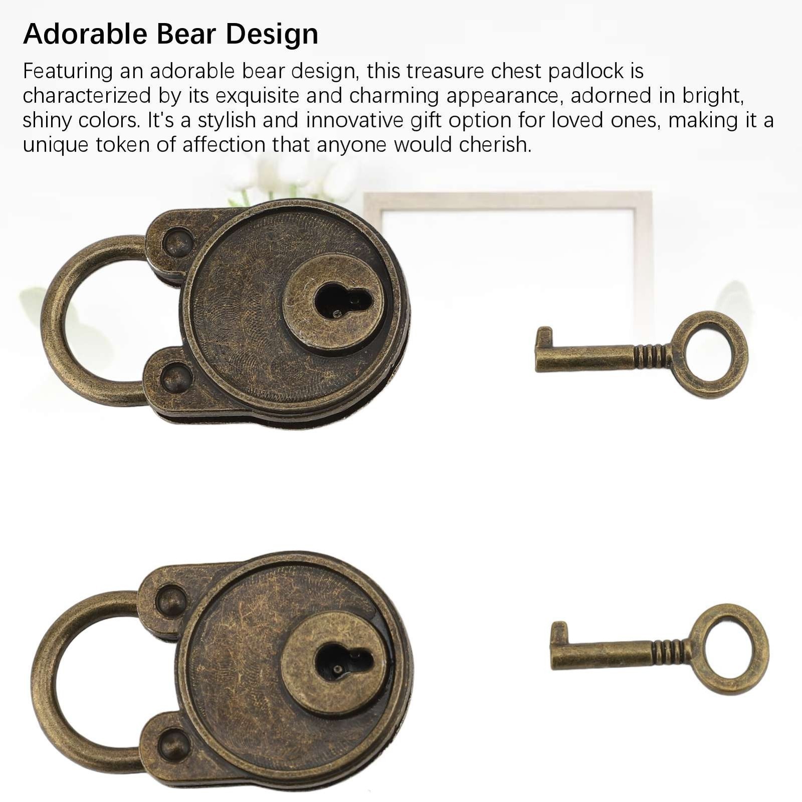 Vintage Lock Zinc Alloy Multifunctional Bear Decorative Book Security Padlock