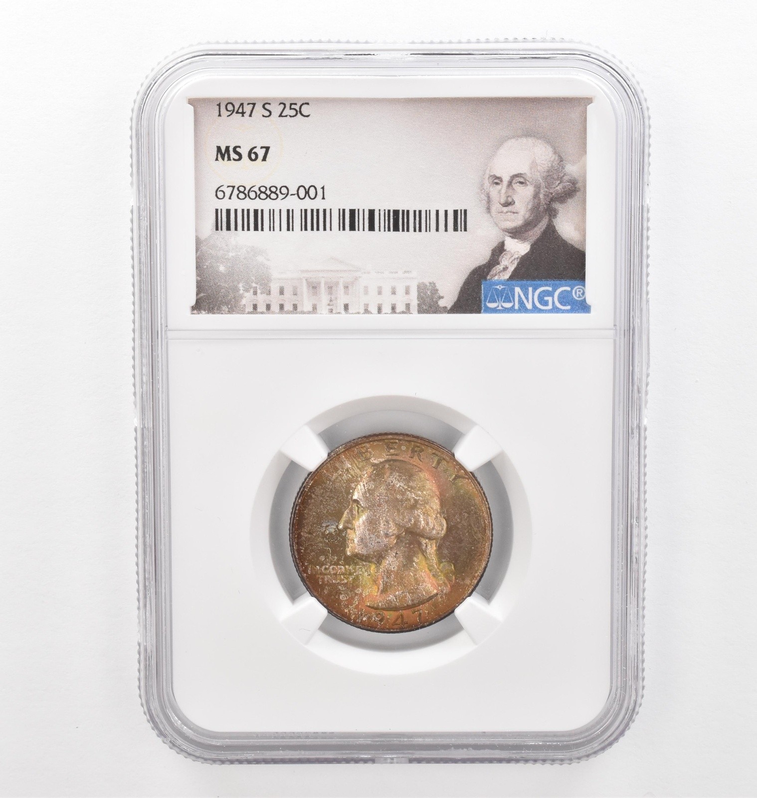 1947-S Washington Quarter MS67 NGC Beautiful Tone *2254