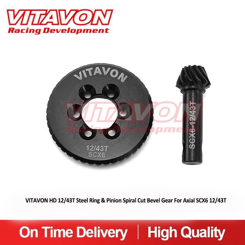 Vitavon HD steel Ring & Pinion Spiral cut Bevel Gear for Axial SCX6 12/43T