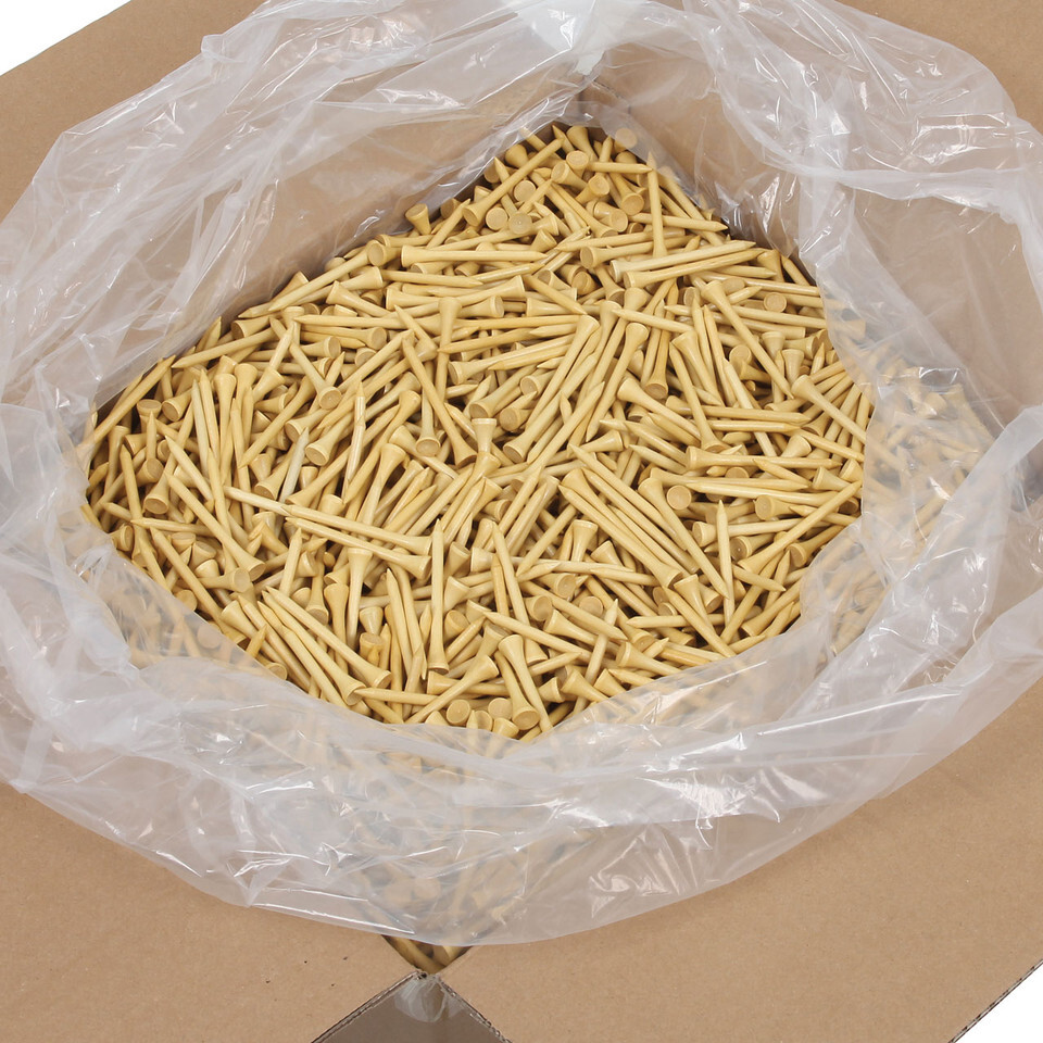 The GolfWorks Premium Hardwood Golf Tees 2-3/4" Natural Bulk 5000 Count Durable
