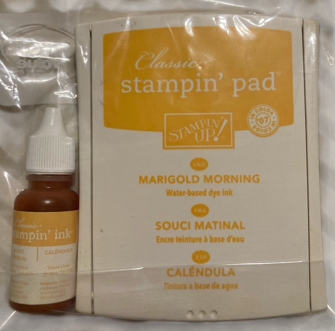 Stampin Up Marigold Morning Classic Ink Pad Ink Refill Retired Linen Flip