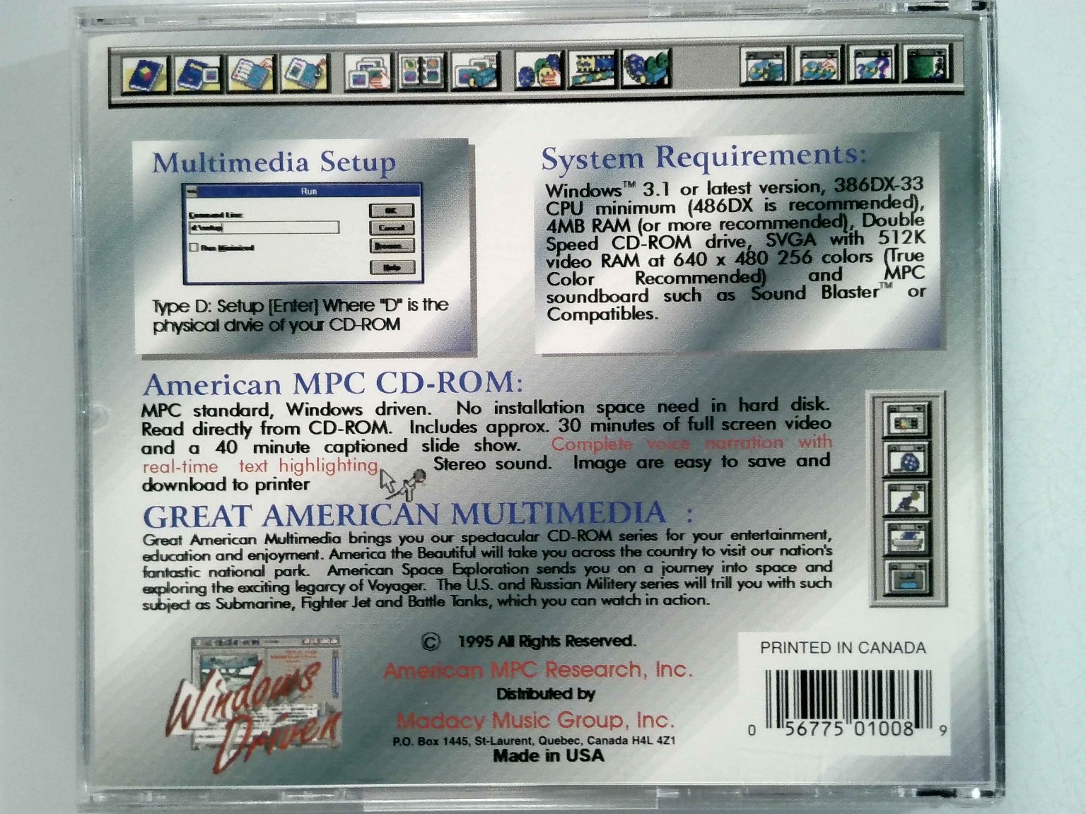 Vintage 1995 Great American Multimedia CD-ROM Windows 3.1 PC Educational