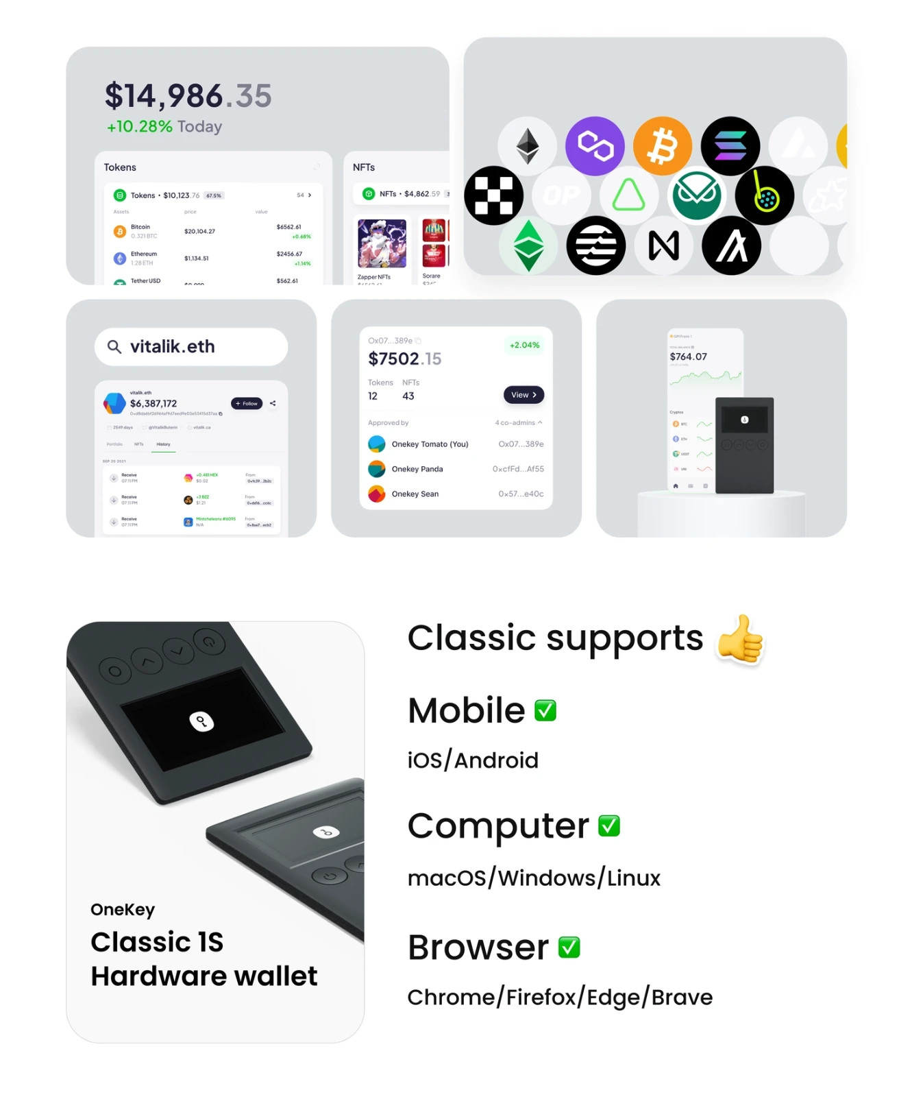 OneKey Classic 1S Pure Crypto Hardware Wallet