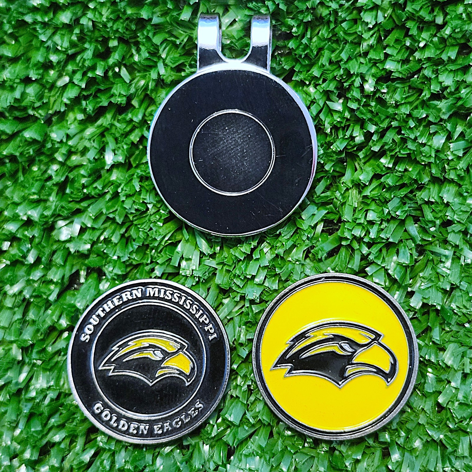 Southern Mississippi Golden Eagles Golf Ball Marker with Magnetic Hat Clip New