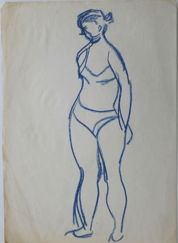 Armenian Art,Woman Walking Beach,HRACH KHUDAVERDYAN,Armenia 60s,Armenie,Armenien
