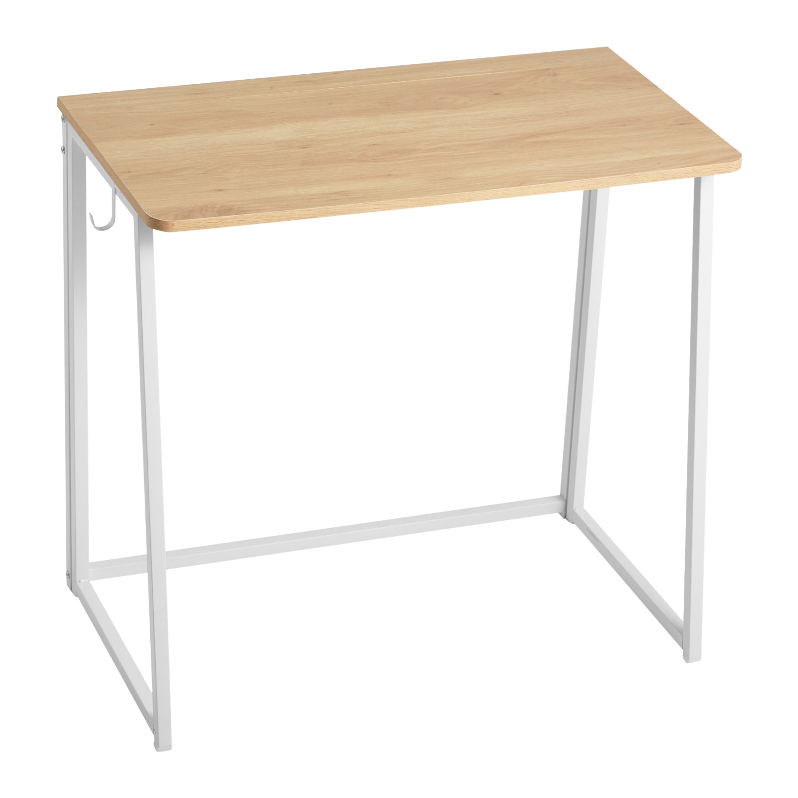 Folding Desk 31.5" Foldable Computer Table with Storage Hooks Oak