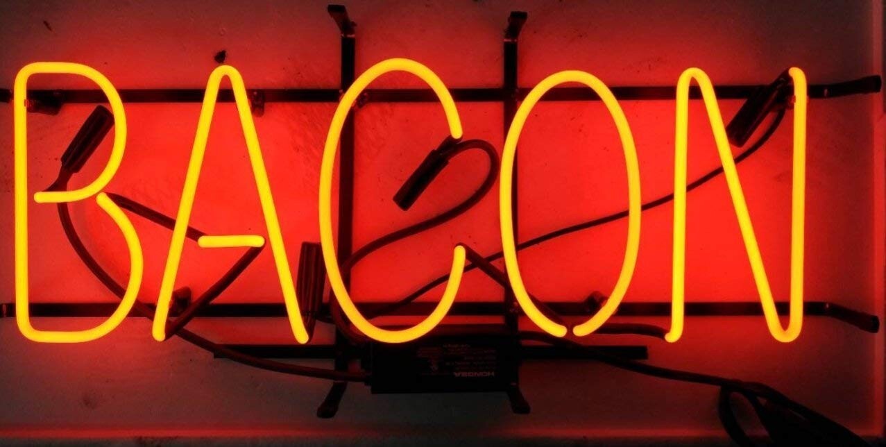 Bacon Open 17" Neon Sign Lamp Light Business Wall With Dimmer