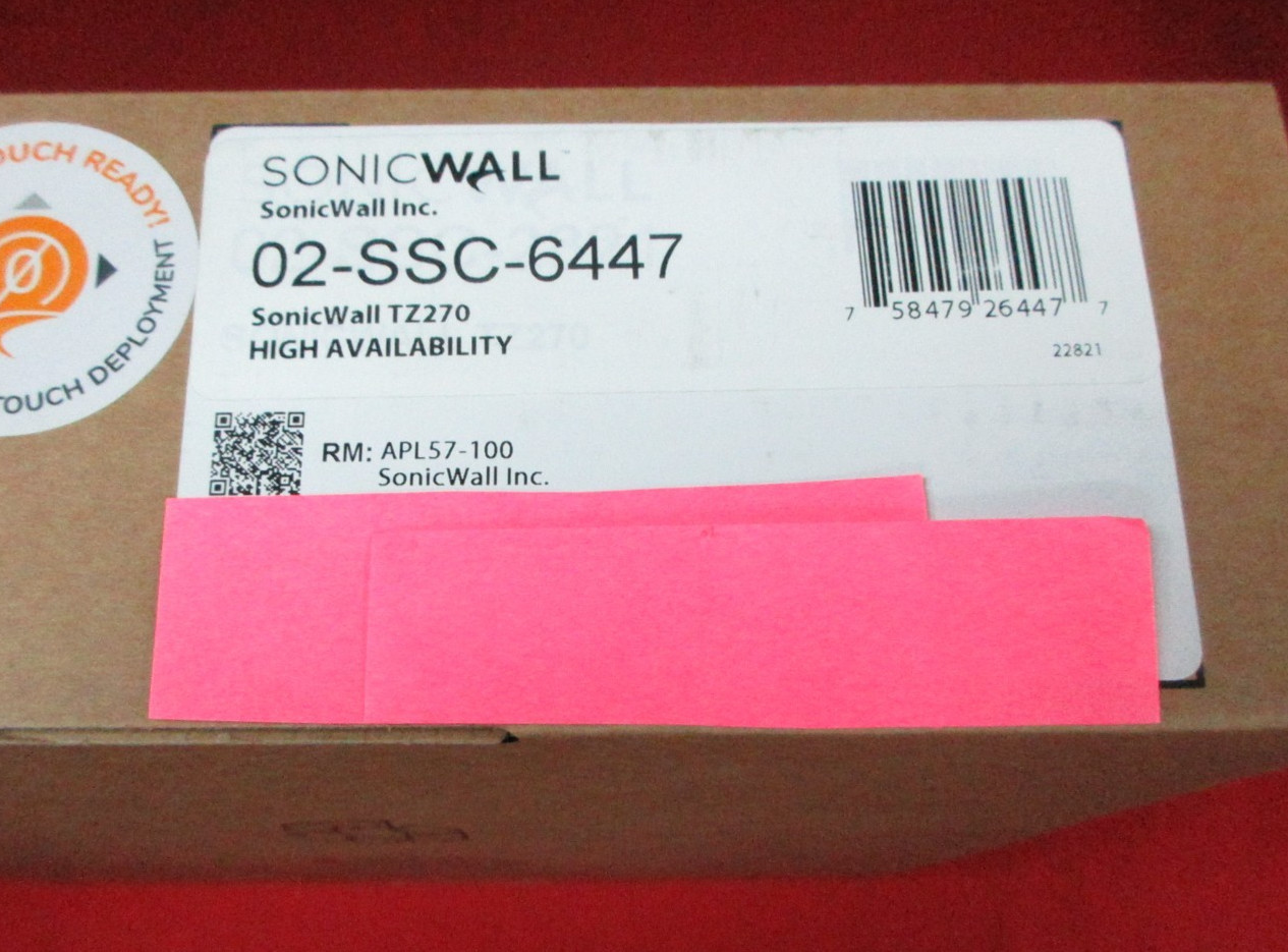 NEW! SONICWALL TZ270 HIGH AVAILABILITY FIREWALL 02-SSC-6447