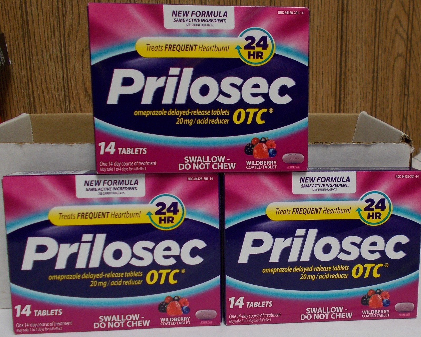 Prilosec New Formula OTC Acid Reducer 3X14 Wildberry Coated Tablets Exp. 05/2028
